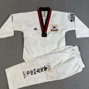 Adidas Korea TaeKwonDo Federation Uniform Outfit Size 130 White Olympic Team